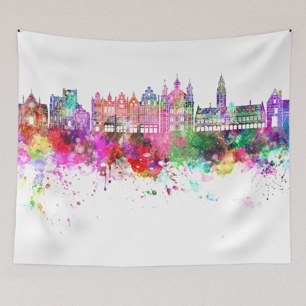 Item preview, Leuven skyline watercolor background designed and sold by paulrommer.