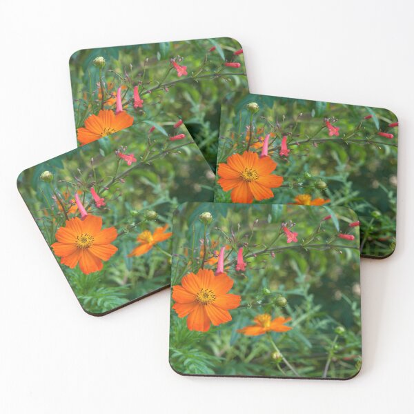 Item preview, Yellow Cosmos and Coral Plant Macro Photo designed and sold by RedFinchDesigns.