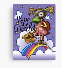 Save the World Pollution Girl Pollution Rise Rainbow Against Pollution Polluted World Canvas Print