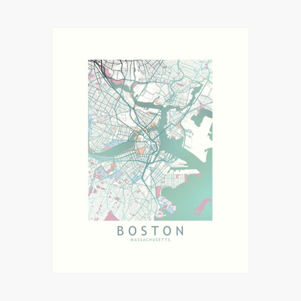 Item preview, Boston City Map USA designed and sold by TheRedFinch.