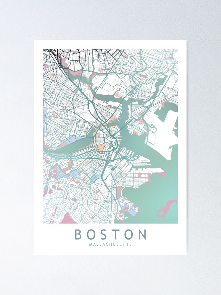 Boston Stadtplan Usa Poster Von Theredfinch Redbubble
