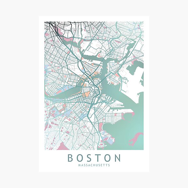 Item preview, Boston City Map USA designed and sold by TheRedFinch.