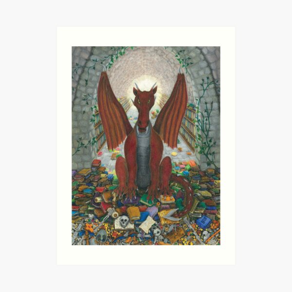 Book Dragon Sapience Art Print
