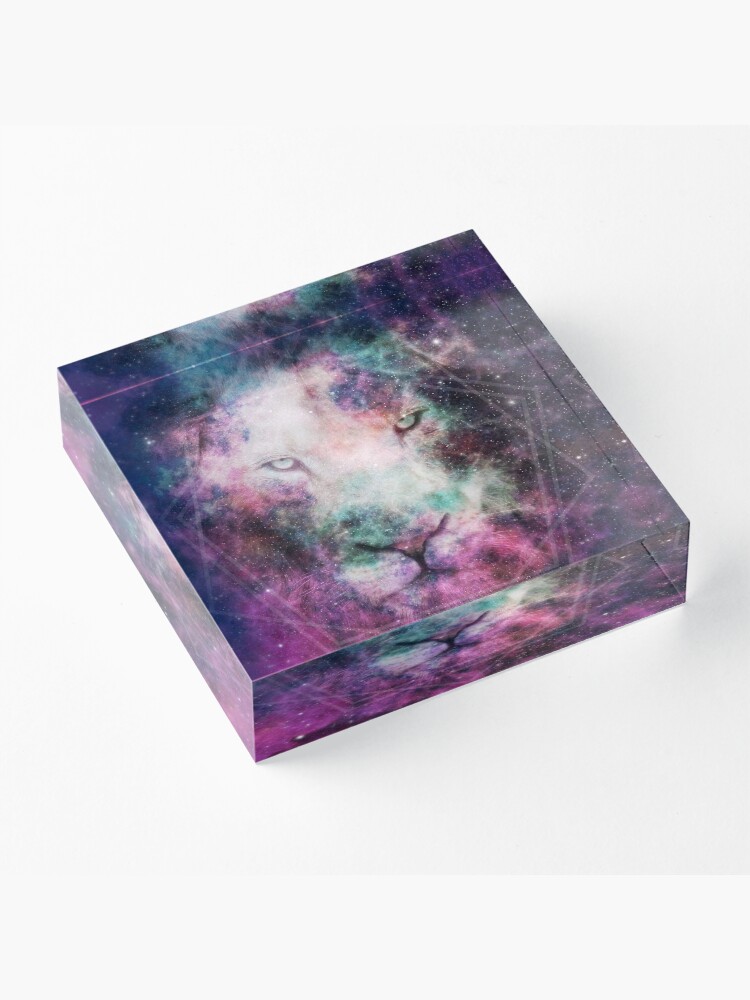Alternate view of Galaxy Lion Acrylic Block