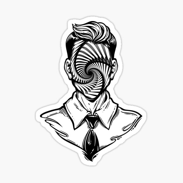 Hand drawn portrait of a weird man with anonymous face. Sticker