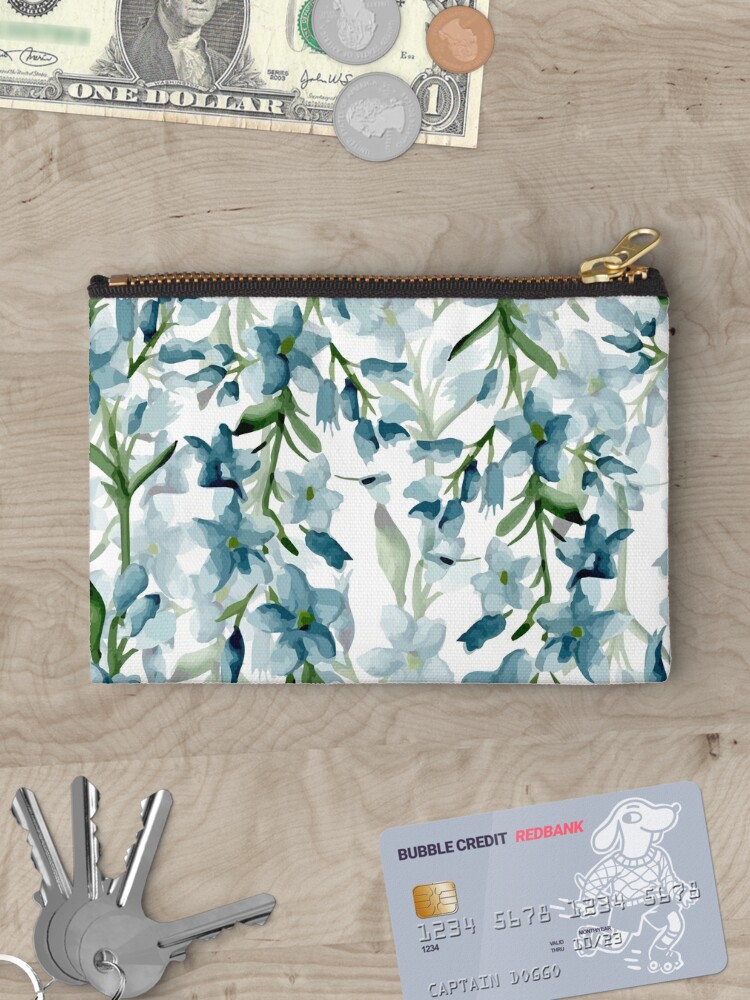 Discover Blue Floral Branches Makeup Bag