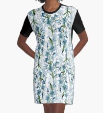 Blaue Zweige T-Shirt Kleid