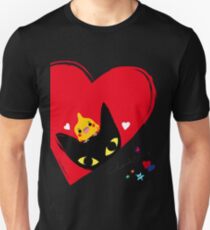 BLACK CAT,COCKATIEL,HEARTS Unisex T-Shirt