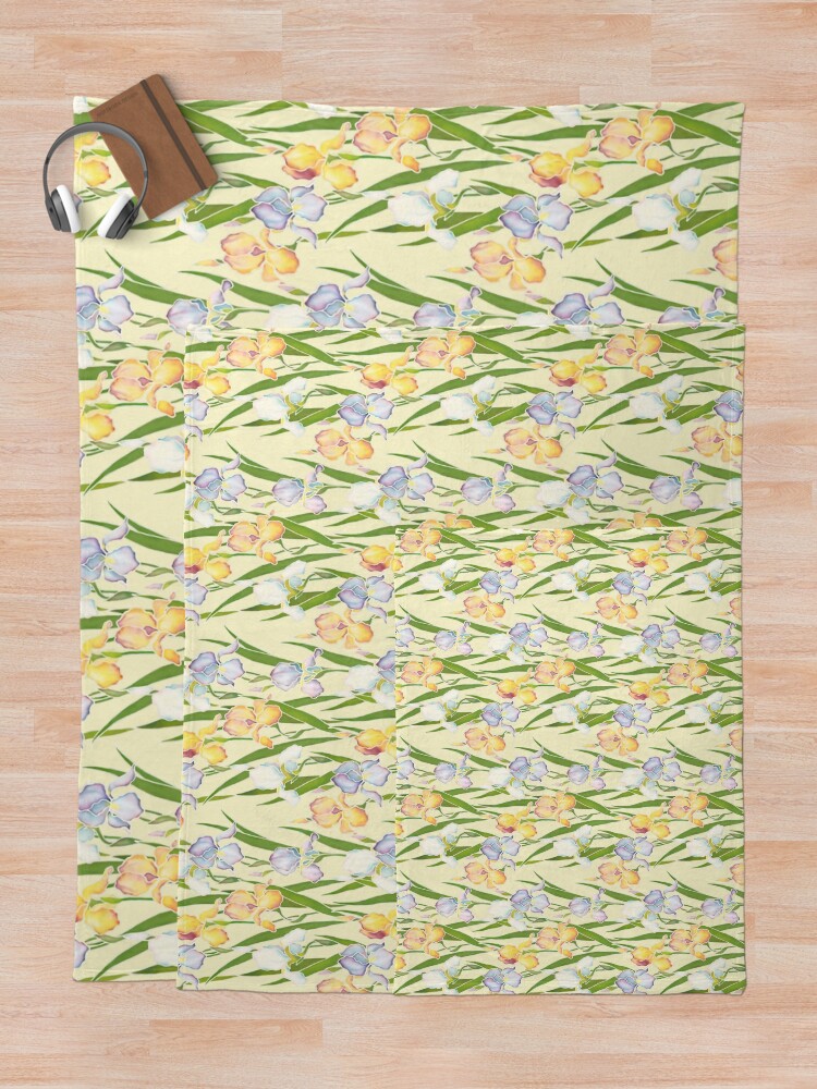 Alternate view of Creamy Irises Throw Blanket