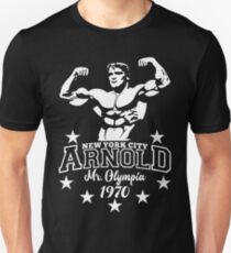 Arnold Herr Olympia NYC Classic 1970 Bodybuilding Gym Slim Fit T-Shirt