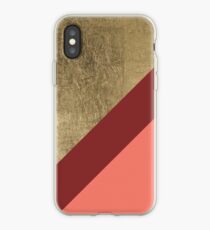 Modern gold foil burgundy peach color block geometric stripes pattern by Girly trend iPhone Case
