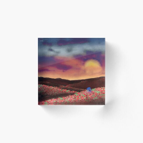 Hills At Sunrise Acrylic Block