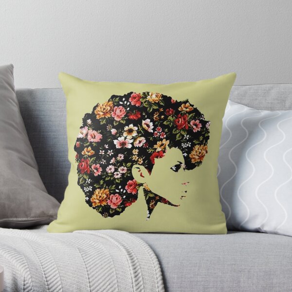 Floral Fro Throw Pillow