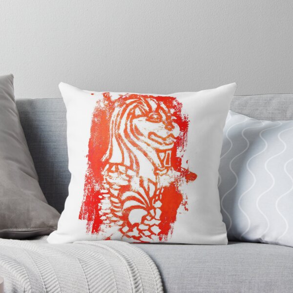 Aperçu de l'œuvre Merlion lino print (rouge) créée et vendue par BGooddy.