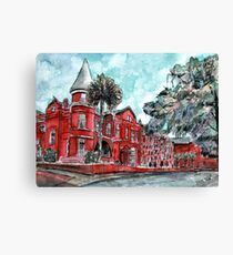 Forsyth Mansion Hotel Savannah Georgia watercolor painting Canvas Print
