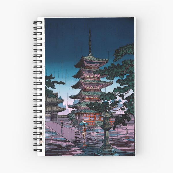 Item preview, Rain at Horyuji Temple, Nara 1938 Tsuchiya Koitsu Japanese Art Print designed and sold by Sintija BILIKA.