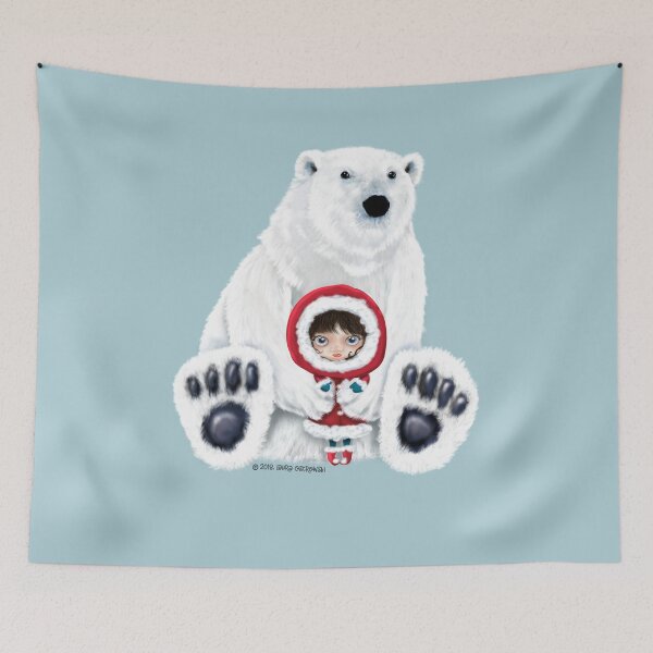 Item preview, Whimsical Polar Bear Hugger (solid background) designed and sold by jitterfly.