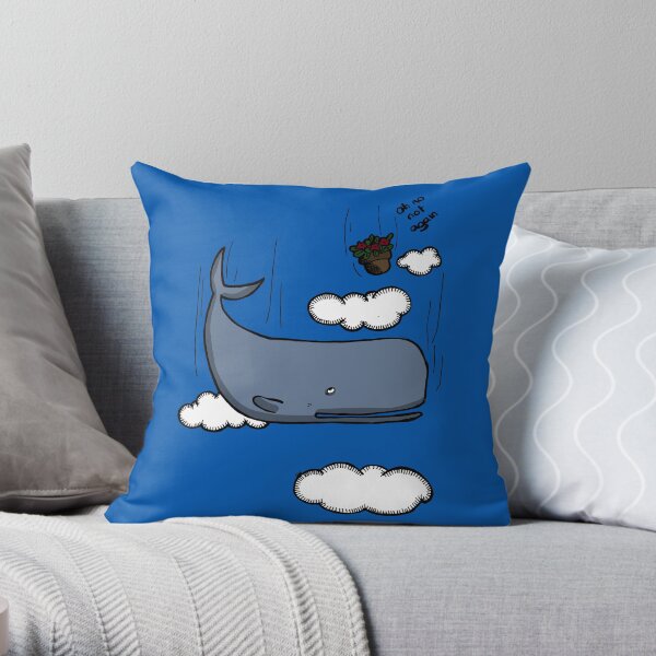 Sperm whale and petunias Throw Pillow