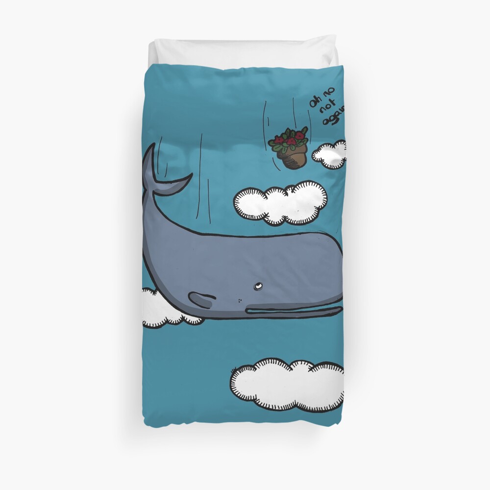 Sperm whale and petunias Duvet Cover