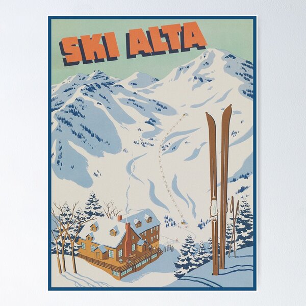 Item preview, Ski Alta Utah Vintage Ski Travel Poster designed and sold by vintagevivian.