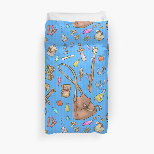 Dangerous To Go Alone - D&D Inventory (blue) Duvet Cover