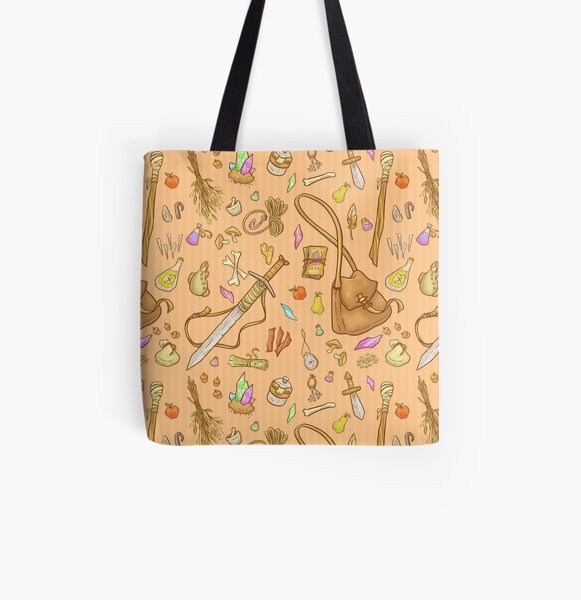 Dangerous To Go Alone - D&D Inventory (gold) All Over Print Tote Bag