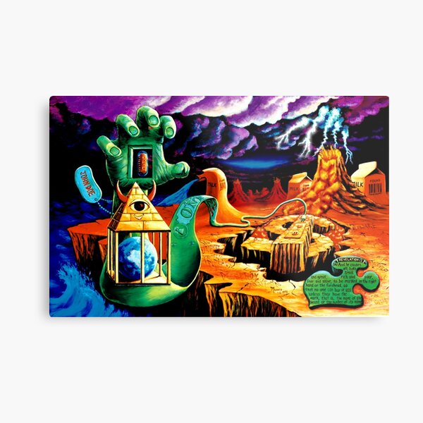 Trippy Psychedelic Visionary Surreal Psy Art titled “The Practical Deception” by Vincent Monaco. Metal Print