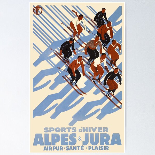 Item preview, Affiche de voyage de ski Alpes Jura Suisse Vintage designed and sold by vintagevivian.