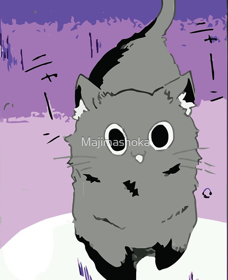 Porte clé chat animal manga gris et blanc style manga dessin animé