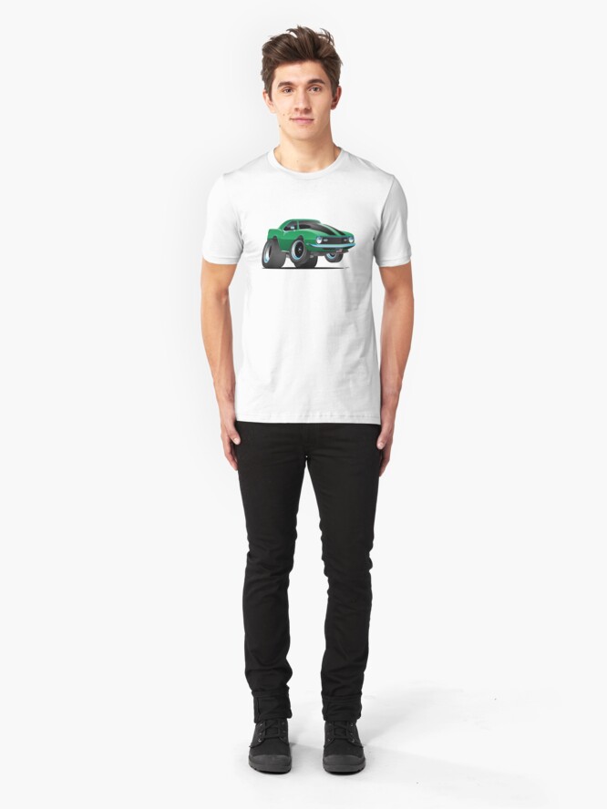 Alternate view of Classic 60’s American Muscle Car Cartoon Slim Fit T-Shirt