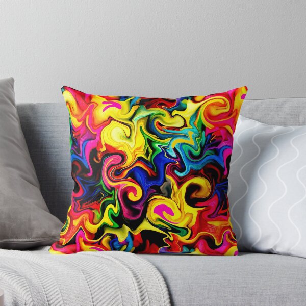 Abstract Designs: Cute Bright Colorful Rainbow Artwork Pattern Throw Pillow