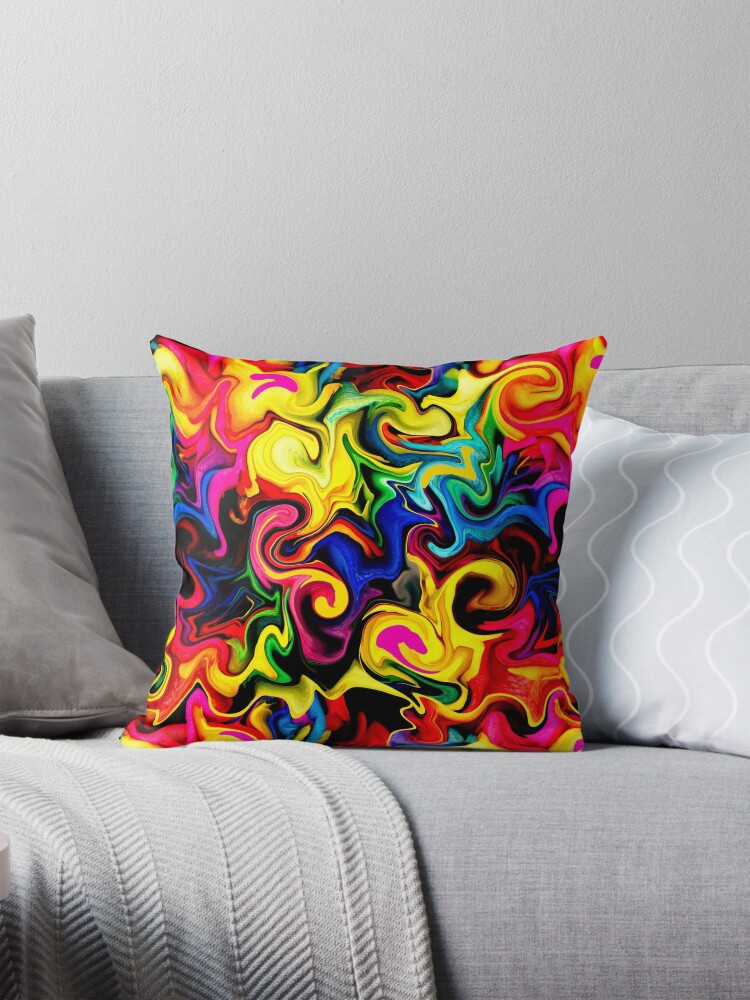Thumbnail 1 of 4, Pillow, Abstract Designs: Cute Bright Colorful Rainbow Artwork Pattern designed and sold by BDMcT.