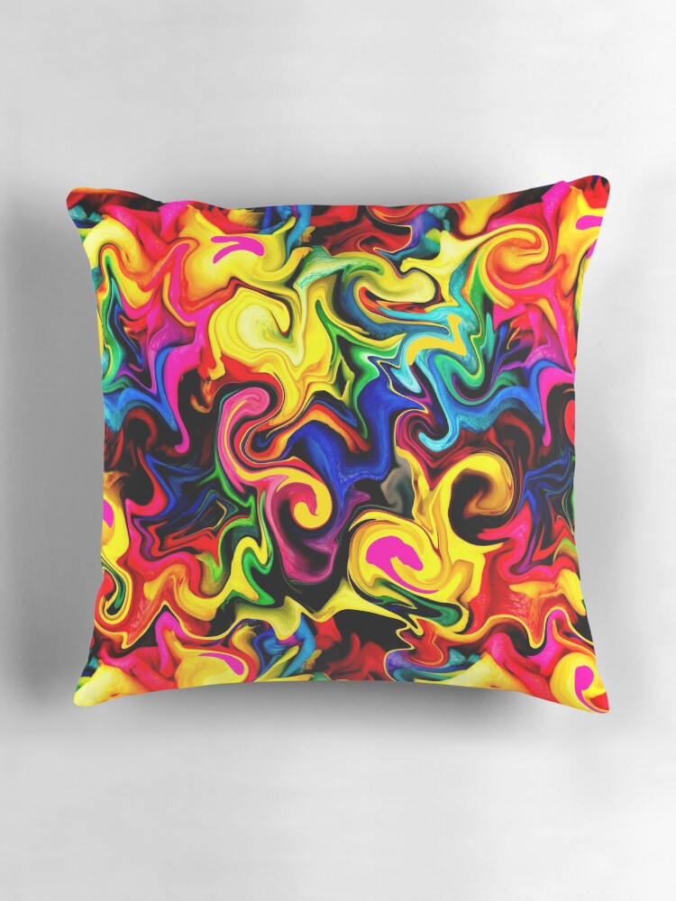 Thumbnail 3 of 4, Pillow, Abstract Designs: Cute Bright Colorful Rainbow Artwork Pattern designed and sold by BDMcT.