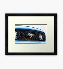 Blue Mustang Grill Emblem Framed Print