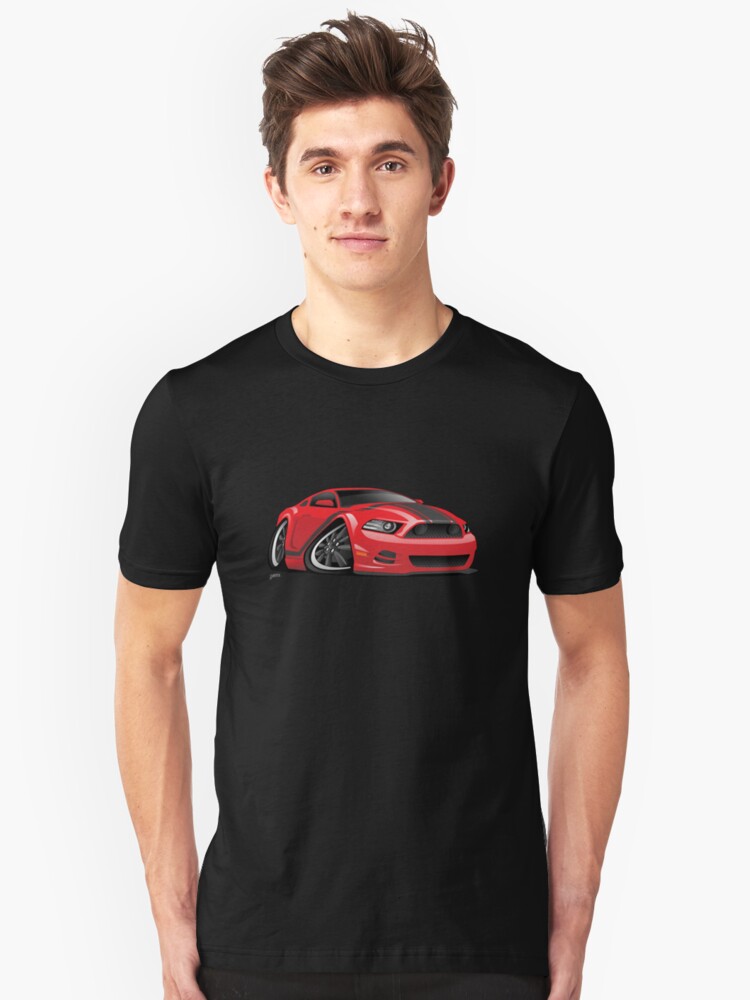 Alternate view of American Muscle Car Cartoon Illustration Slim Fit T-Shirt