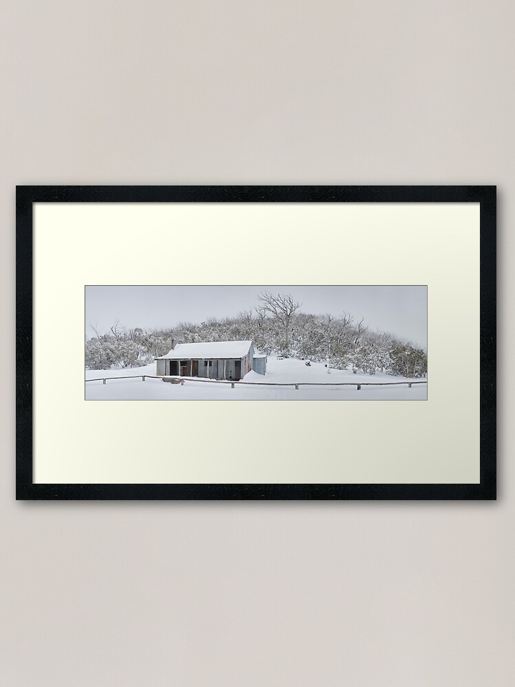 Thumbnail 1 of 7, Framed Art Print, Winter Refuge, Bluff Hut, Alpine National Park, Victoria, Australia designed and sold by Chockstone.