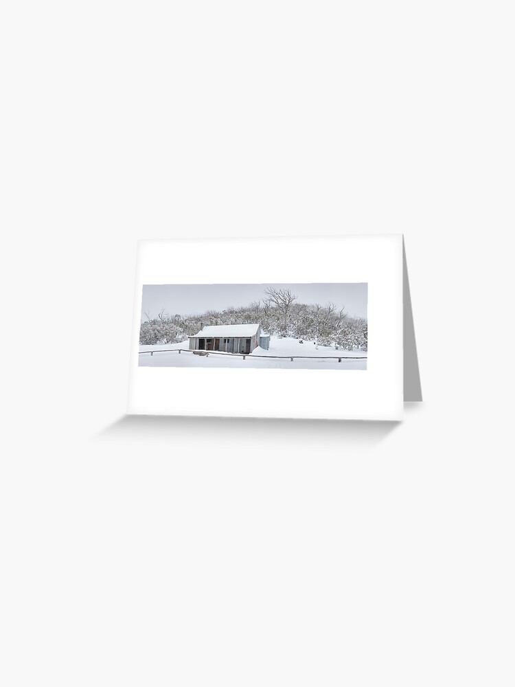 Thumbnail 1 of 2, Greeting Card, Winter Refuge, Bluff Hut, Alpine National Park, Victoria, Australia designed and sold by Chockstone.
