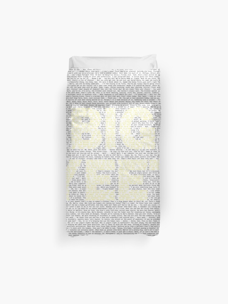 Bee Movie Script Big Yeet Dark Duvet Cover By Jonathaniv