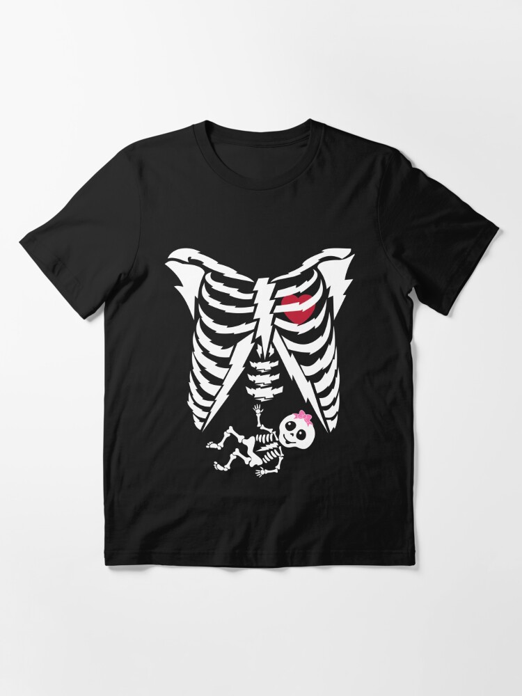 Femme Halloween grossesse de jumeaux squelettiques T-Shirt