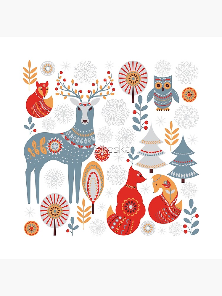 Scandinavian christmas pattern nordic folk Vector Image