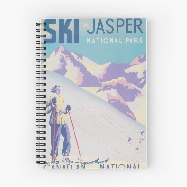 Item preview, Ski in Jasper National Park Canada Vintage Ski Travel Poster designed and sold by vintagevivian.