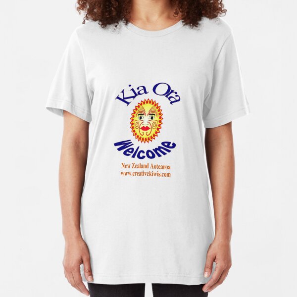 Kia Ora, New Zealand, Aotearoa Slim Fit T-Shirt