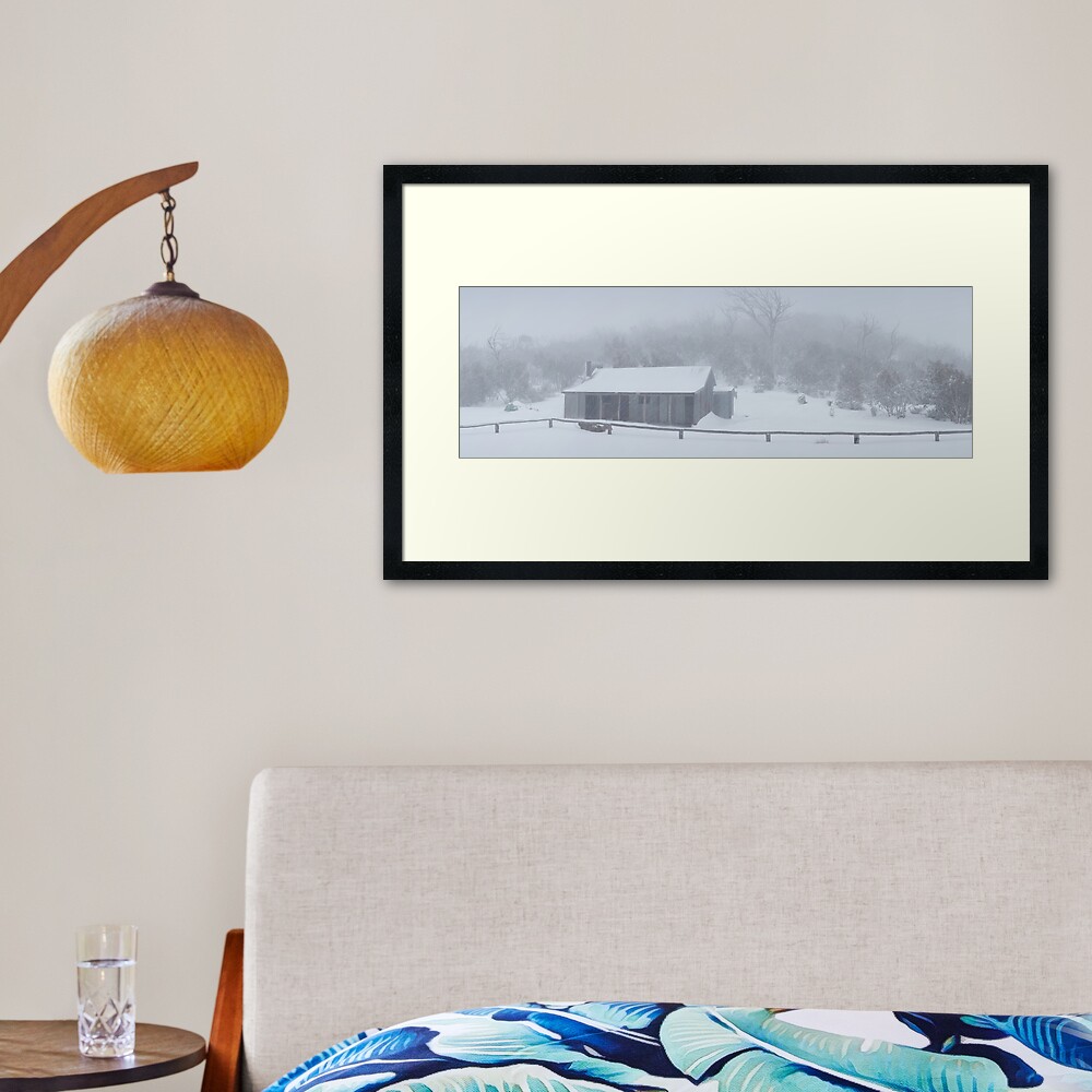 Snow Storm, Bluff Hut, Alpine National Park, Victoria, Australia Framed Art Print