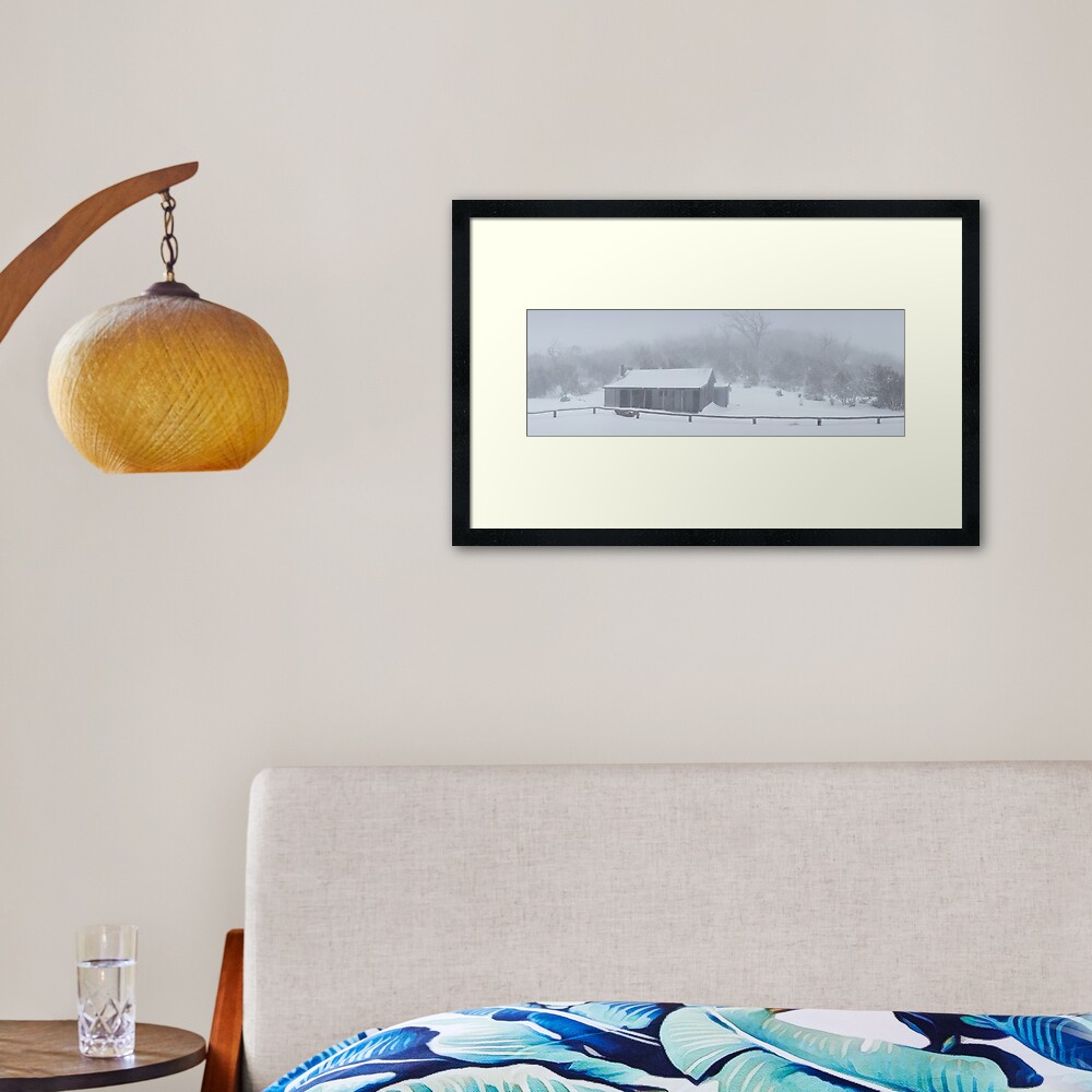Snow Storm, Bluff Hut, Alpine National Park, Victoria, Australia Framed Art Print