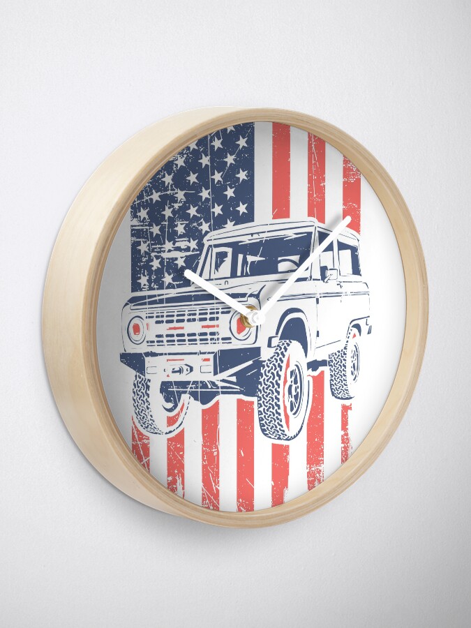 "Ford Bronco 4x4 Truck American Classic" Clock for Sale by danahukee
