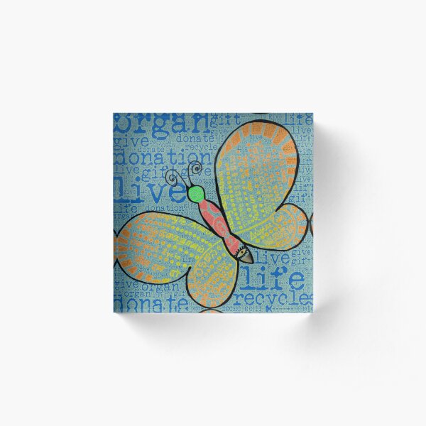 d0n8life Butterfly with Words Acrylic Block