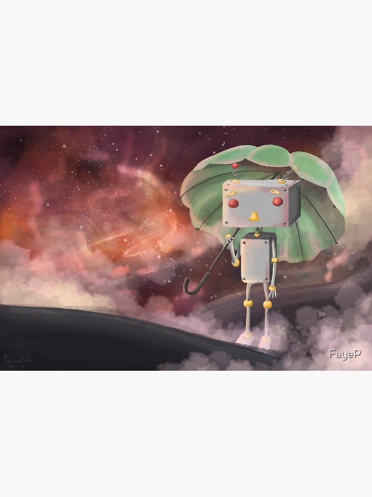 Thumbnail 4 of 4, Metal Print, Robot in Space designed and sold by FayeP.