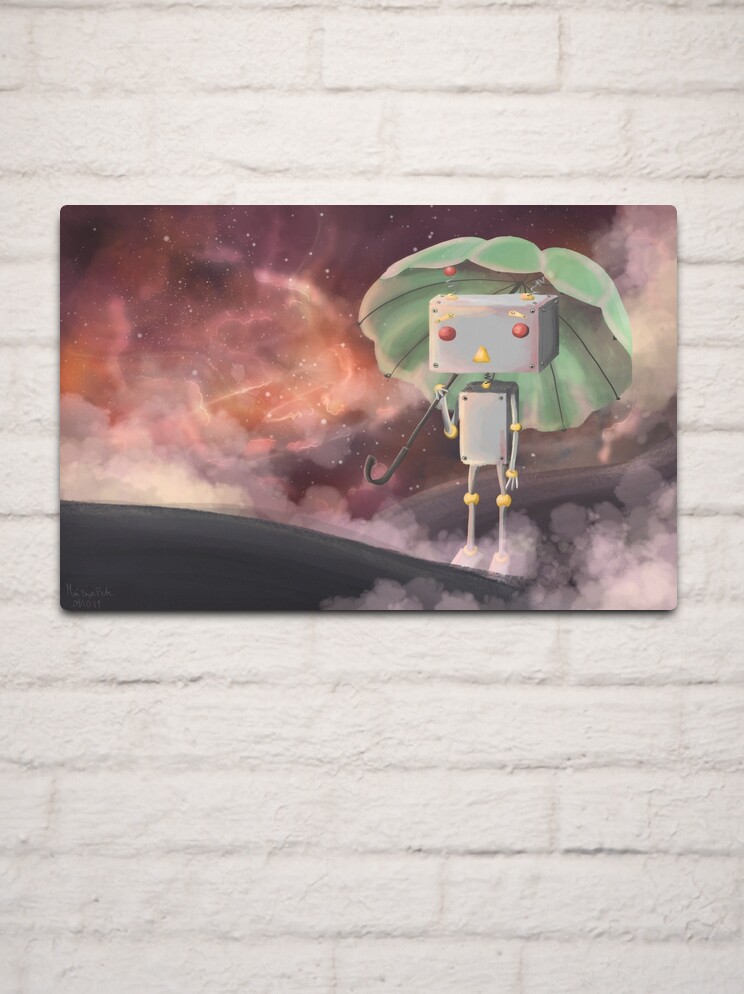 Thumbnail 2 of 4, Metal Print, Robot in Space designed and sold by FayeP.