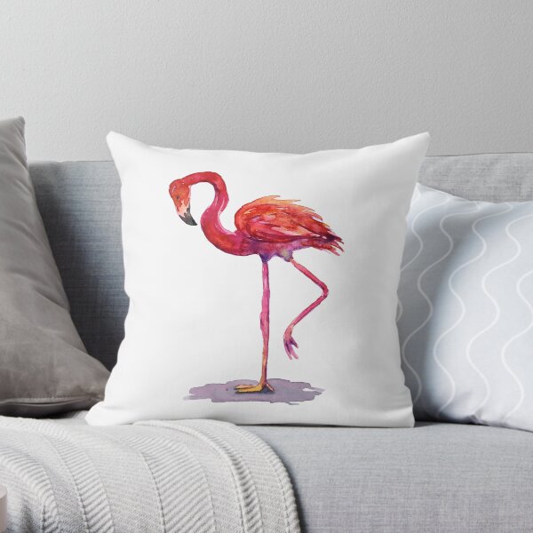 Watercolor Flamingo Throw Pillow