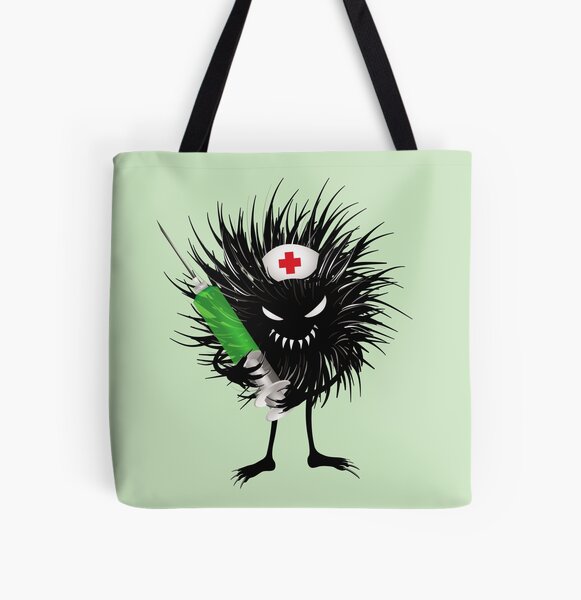 Funny Evil Bug Nurse With Syringe All Over Print Tote Bag